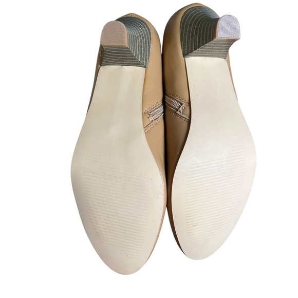 VTG 90s AJ Valenci Cuban Heels Booties Womens Sz 6 Zip-up Camel Tan Leather NEW - Picture 8 of 8